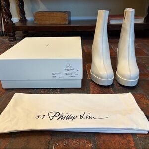 3.1 Phillip Lim Naomi Leather Zip Booties in Bone